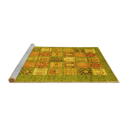 Sideview of Machine Washable Abstract Yellow Modern Rug, wshabs3738yw