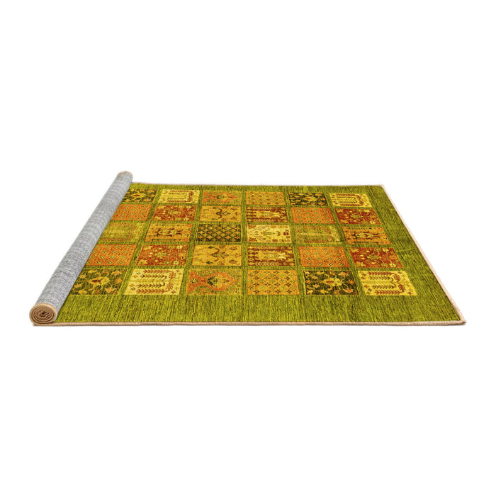 Sideview of Machine Washable Abstract Yellow Modern Rug, wshabs3738yw