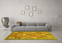 Machine Washable Abstract Yellow Modern Rug, wshabs3738yw