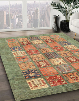 Abstract Copper Green Modern Rug in Family Room, abs3738