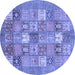 Round Machine Washable Abstract Blue Modern Rug, wshabs3738blu