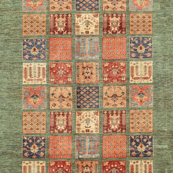 Machine Washable Abstract Brass Green Rug, wshabs3738