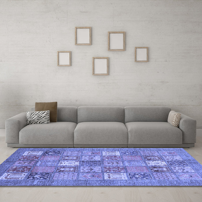 Machine Washable Abstract Blue Modern Rug in a Living Room, wshabs3738blu