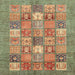 Square Machine Washable Abstract Brass Green Rug, wshabs3738