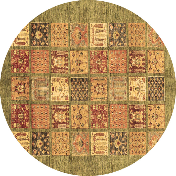 Round Abstract Brown Modern Rug, abs3738brn