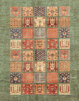 Abstract Copper Green Modern Rug, abs3738