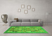 Machine Washable Abstract Green Modern Area Rugs in a Living Room,, wshabs3738grn