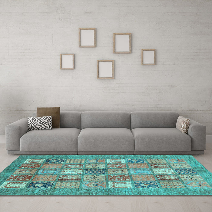 Machine Washable Abstract Light Blue Modern Rug in a Living Room, wshabs3738lblu