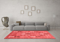 Machine Washable Abstract Red Modern Rug, wshabs3738red