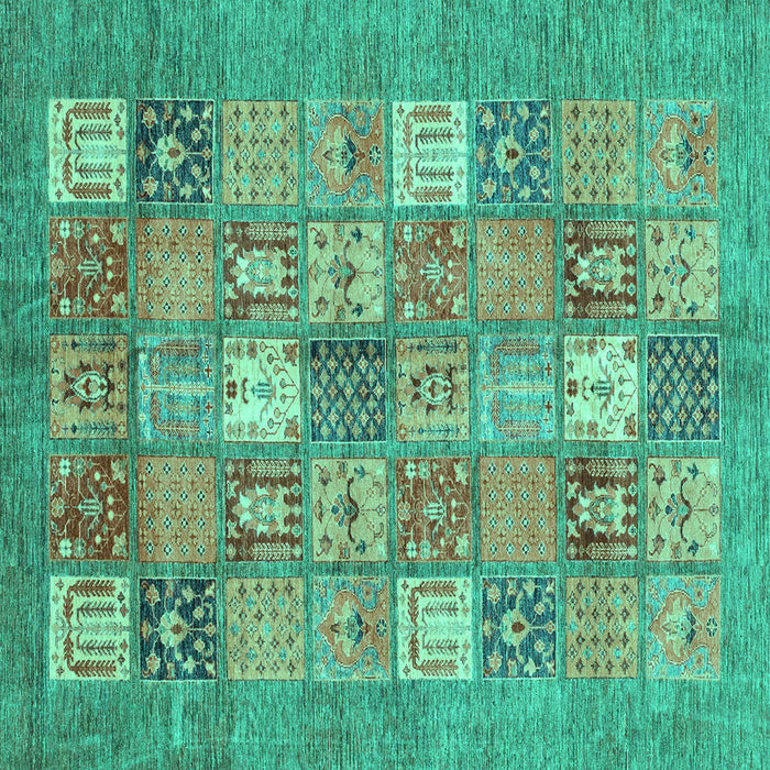 Square Machine Washable Abstract Turquoise Modern Area Rugs, wshabs3738turq
