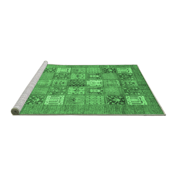 Sideview of Machine Washable Abstract Emerald Green Modern Area Rugs, wshabs3738emgrn