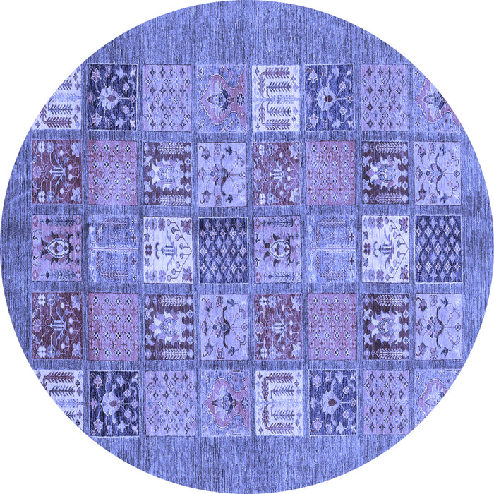 Round Abstract Blue Modern Rug, abs3738blu
