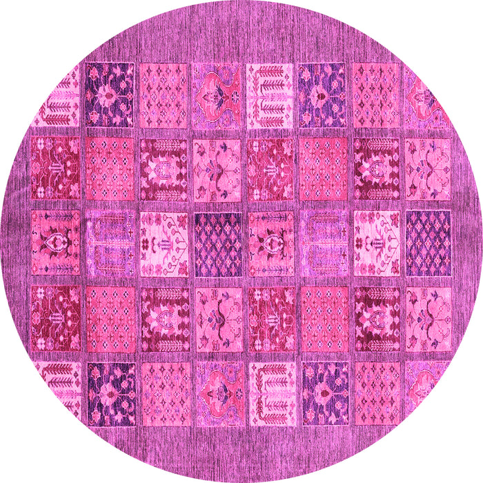 Round Machine Washable Abstract Pink Modern Rug, wshabs3738pnk