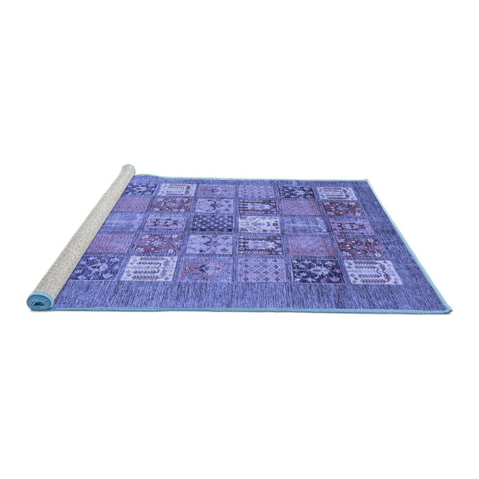 Sideview of Machine Washable Abstract Blue Modern Rug, wshabs3738blu