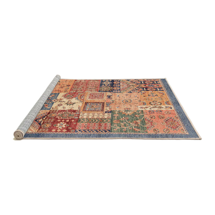 Sideview of Machine Washable Abstract Light Copper Gold Rug, wshabs3739