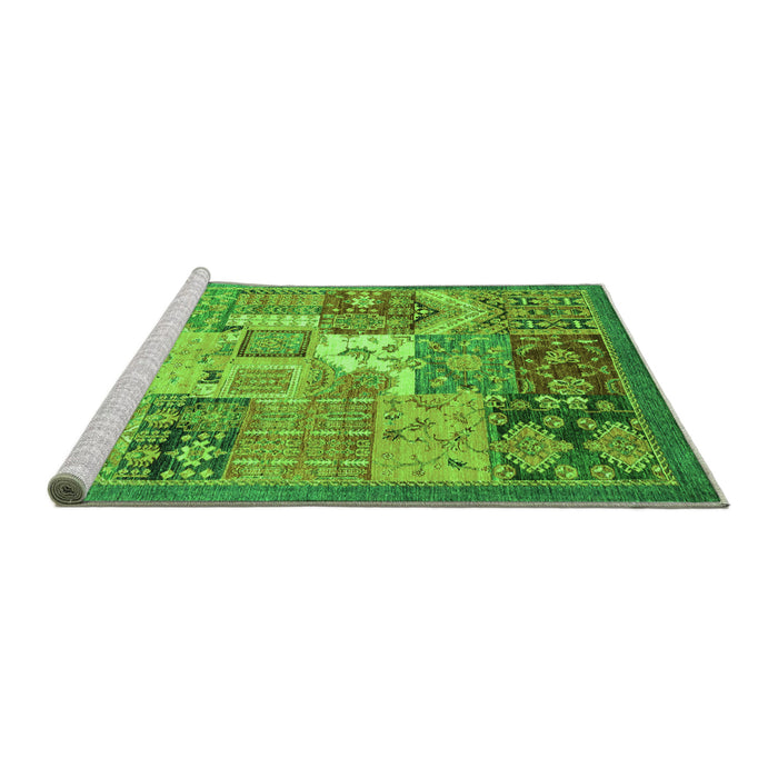 Sideview of Machine Washable Abstract Green Modern Area Rugs, wshabs3739grn