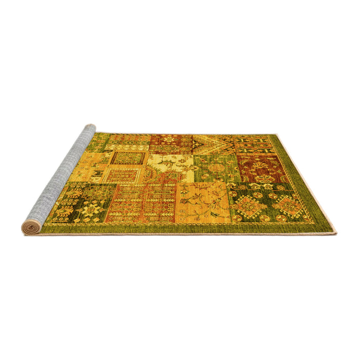 Sideview of Machine Washable Abstract Yellow Modern Rug, wshabs3739yw