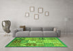 Machine Washable Abstract Green Modern Area Rugs in a Living Room,, wshabs3739grn