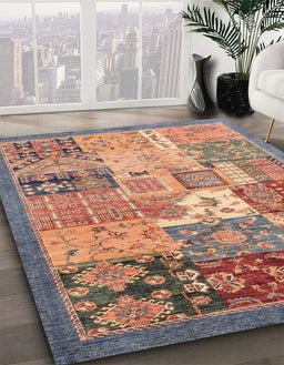 Abstract Light Copper Gold Modern Rug in Family Room, abs3739