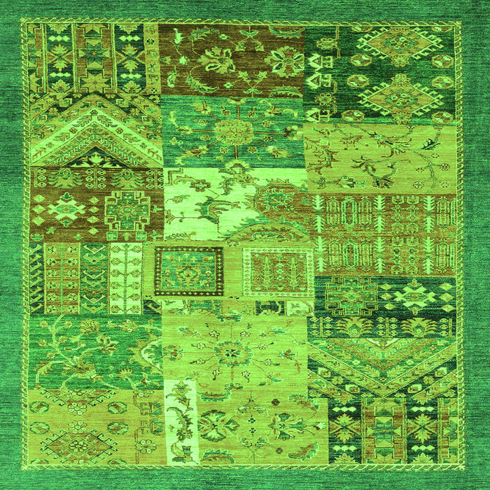 Square Abstract Green Modern Rug, abs3739grn