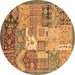 Round Abstract Brown Modern Rug, abs3739brn