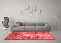 Machine Washable Abstract Red Modern Rug, wshabs3739red