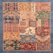 Square Machine Washable Abstract Light Copper Gold Rug, wshabs3739