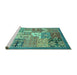 Sideview of Machine Washable Abstract Turquoise Modern Area Rugs, wshabs3739turq