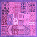 Square Machine Washable Abstract Purple Modern Area Rugs, wshabs3739pur