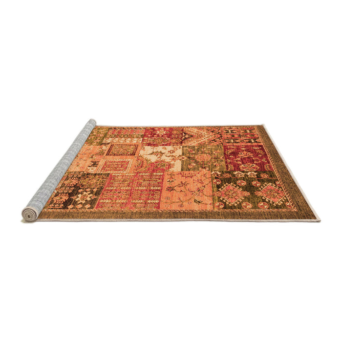 Sideview of Machine Washable Abstract Orange Modern Area Rugs, wshabs3739org