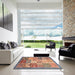 Square Abstract Light Copper Gold Modern Rug in a Living Room, abs3739