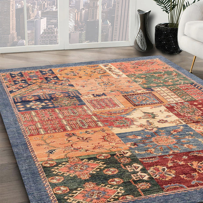 Machine Washable Abstract Light Copper Gold Rug in a Family Room, wshabs3739