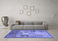 Machine Washable Abstract Blue Modern Rug, wshabs3739blu