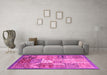 Machine Washable Abstract Pink Modern Rug in a Living Room, wshabs3739pnk