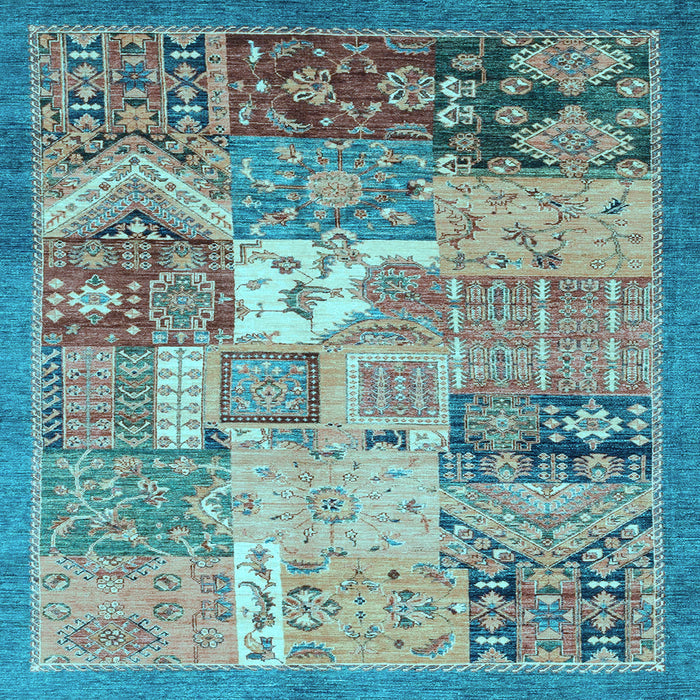 Square Machine Washable Abstract Light Blue Modern Rug, wshabs3739lblu