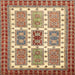 Square Abstract Fire Brick Red Modern Rug, abs373