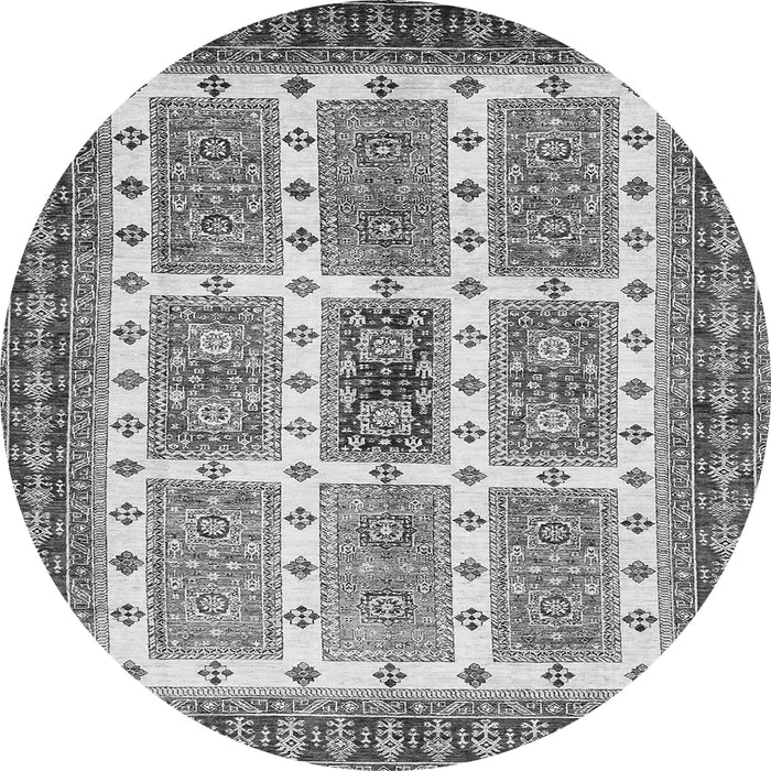 Round Machine Washable Abstract Gray Modern Rug, wshabs373gry
