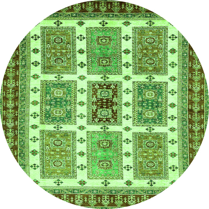 Round Abstract Green Modern Rug, abs373grn