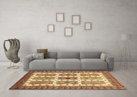 Machine Washable Abstract Brown Modern Rug, wshabs373brn