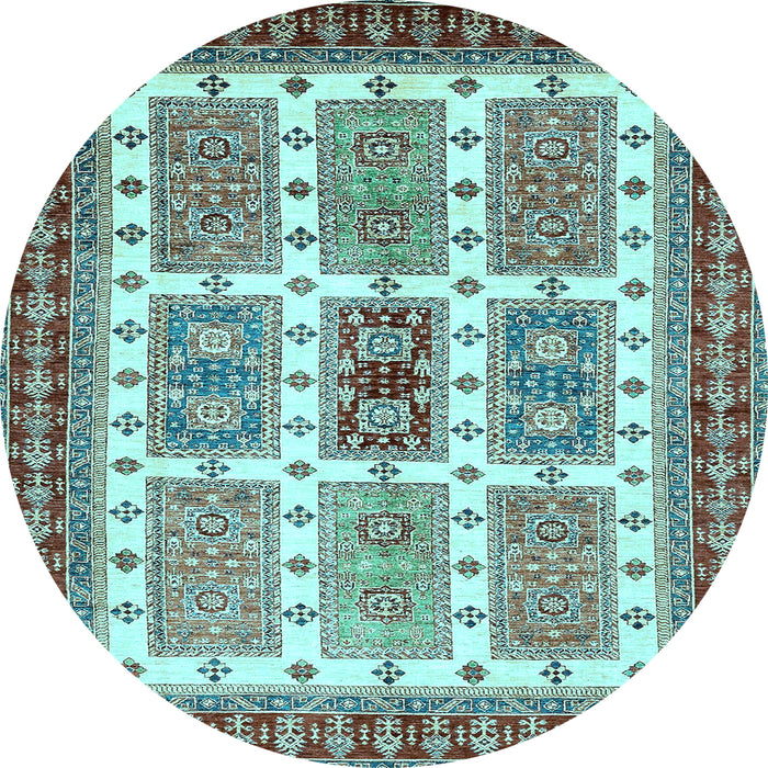 Round Abstract Light Blue Modern Rug, abs373lblu