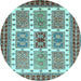 Round Abstract Light Blue Modern Rug, abs373lblu