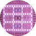 Round Abstract Purple Modern Rug, abs373pur