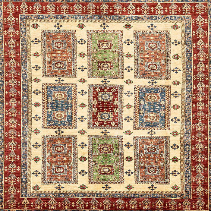 Square Machine Washable Abstract Fire Brick Red Rug, wshabs373