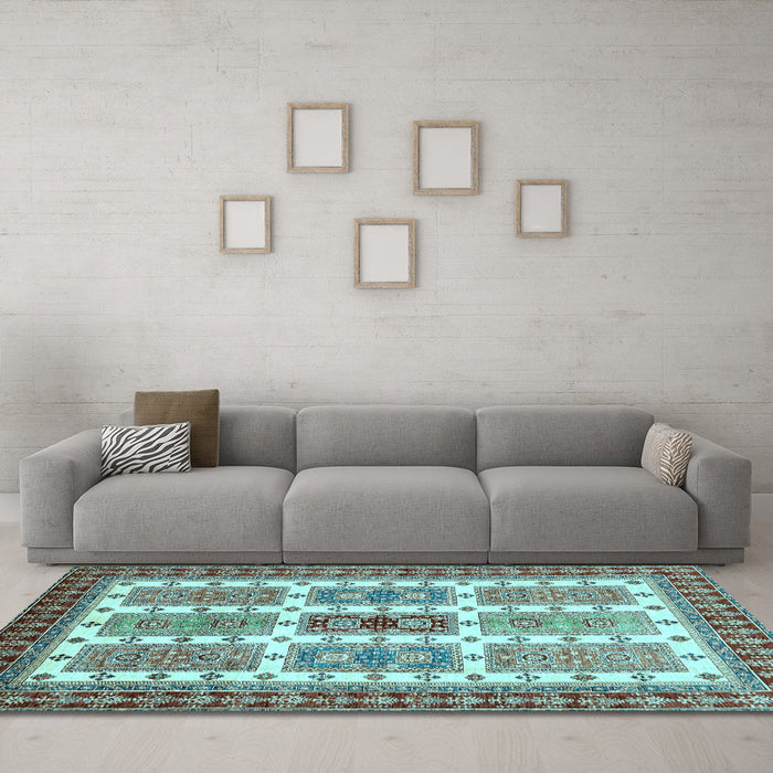 Machine Washable Abstract Light Blue Modern Rug in a Living Room, wshabs373lblu