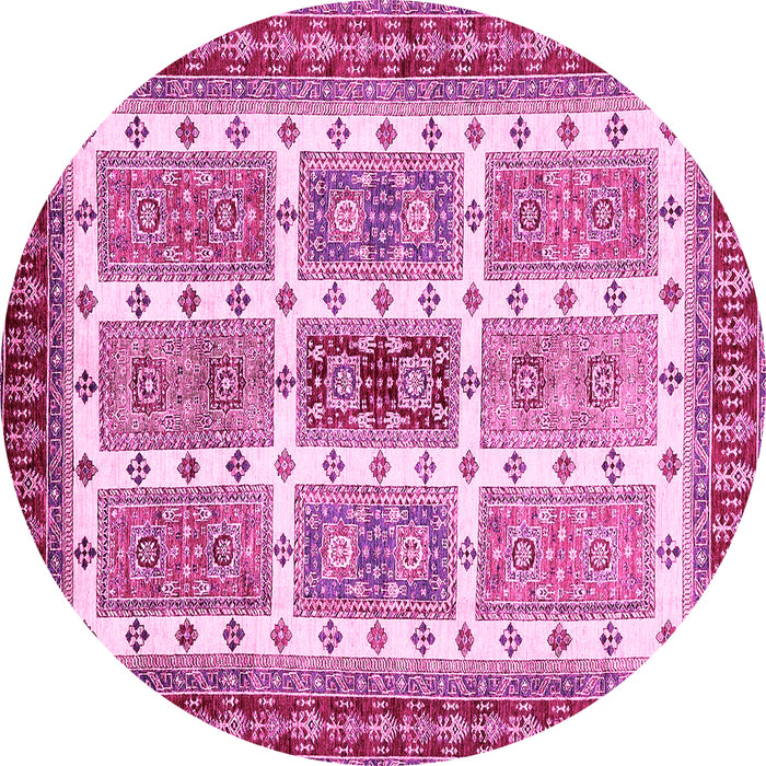Round Abstract Pink Modern Rug, abs373pnk