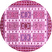 Round Abstract Pink Modern Rug, abs373pnk