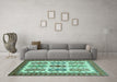 Machine Washable Abstract Turquoise Modern Area Rugs in a Living Room,, wshabs373turq