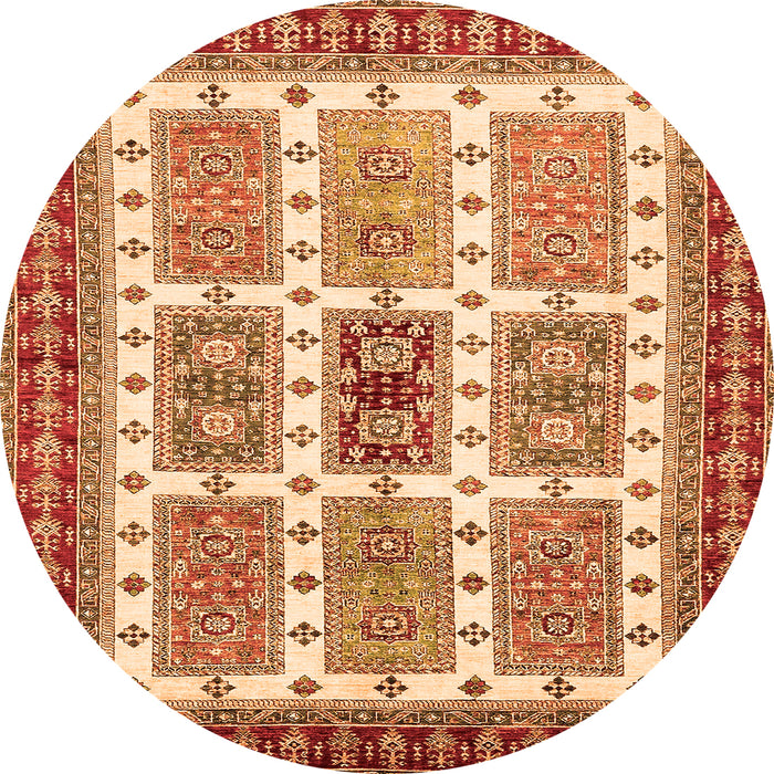 Round Abstract Orange Modern Rug, abs373org
