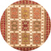 Round Abstract Orange Modern Rug, abs373org