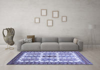 Machine Washable Abstract Blue Modern Rug, wshabs373blu